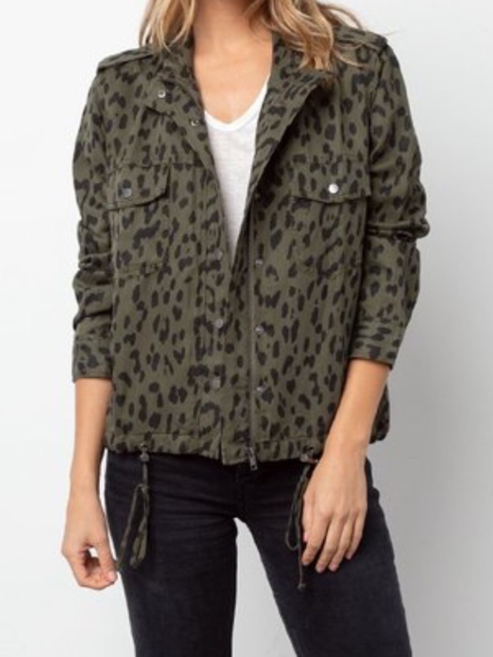 Rails Olive Green Leopard Print Utility Jacket Small